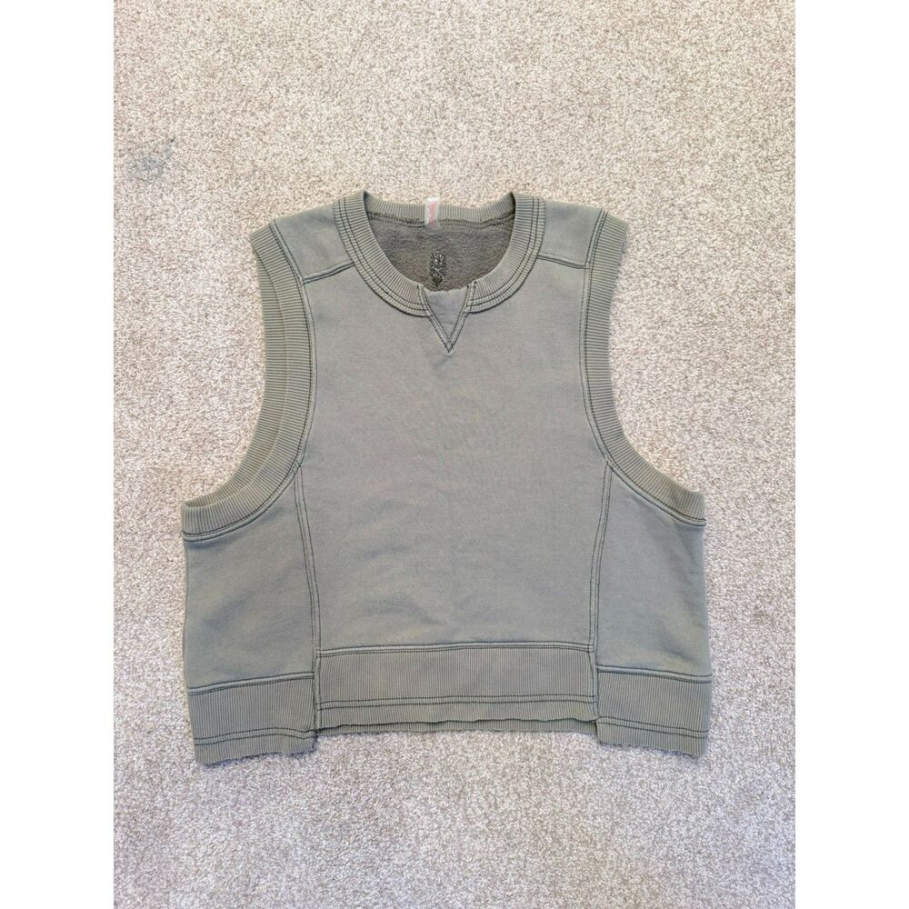 FP Movement Reversible Fleece Crop Vest Sage Green, Size XS